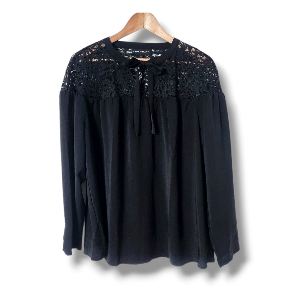 Lane Bryant Lacey Long Sleeve Peasant Style Blouse | 14
